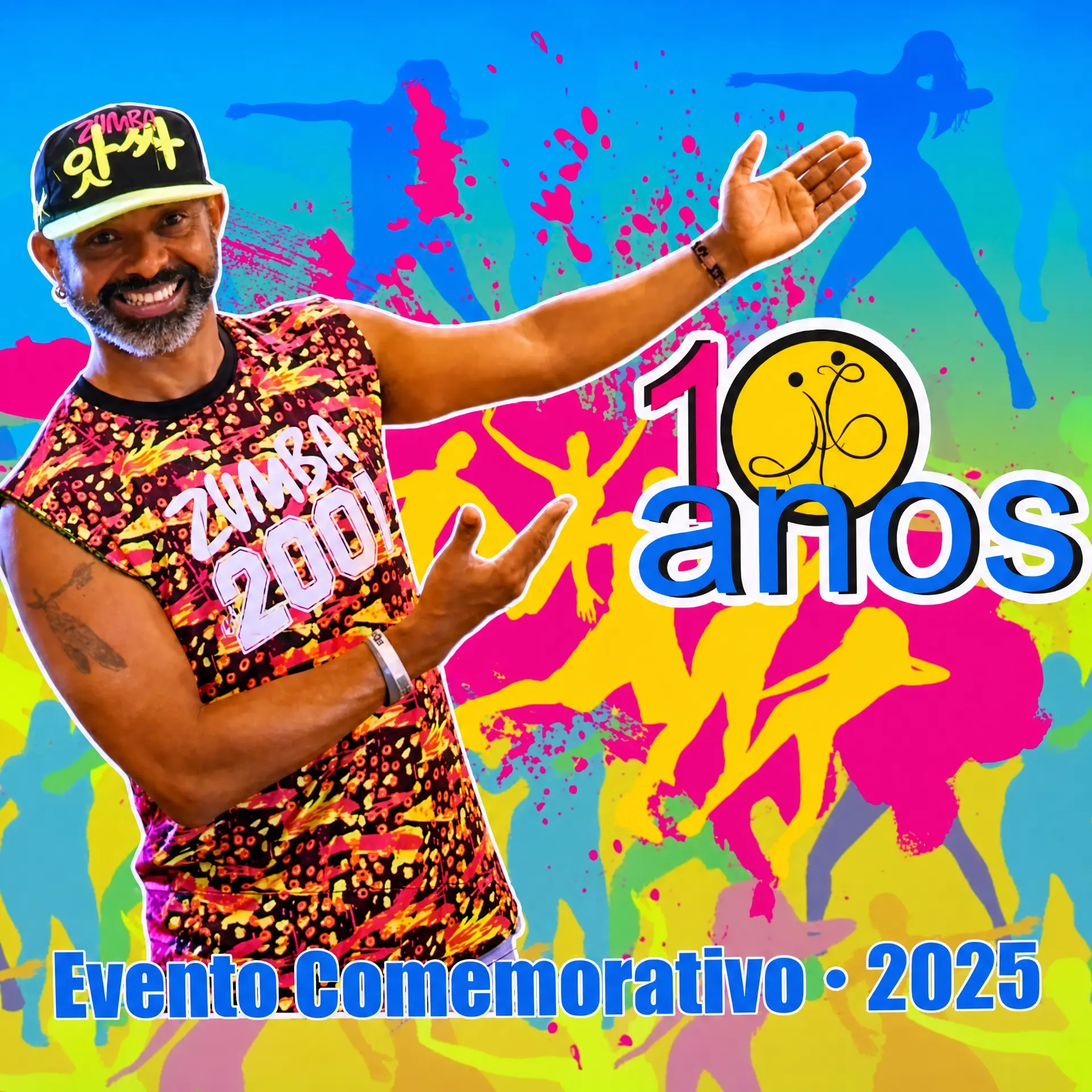 Professor Guto Campos celebrando 10 anos de Zumba